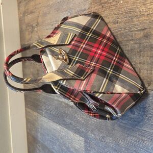 Vivienne Westwood Yasmine Derby Medium ITALY Plaid Handbag Red Black White Brown